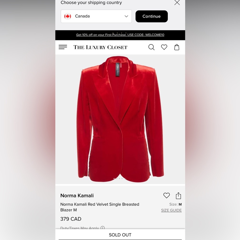 Norma Kamali Vibrant Red Velvet Blazer